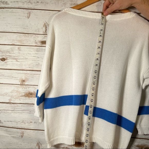 Parkhurst White With Blue Colour Blocking Pullover Sweater | Size Medium - Picture 9 of 10